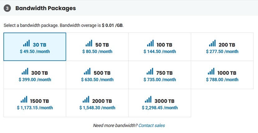 BMC bandwidth packages