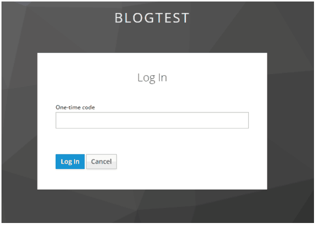 blogtest log in screen