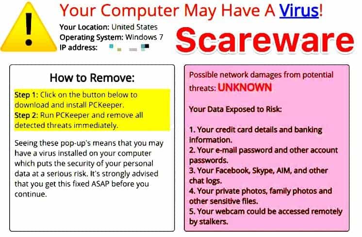 an example of a scareware popup