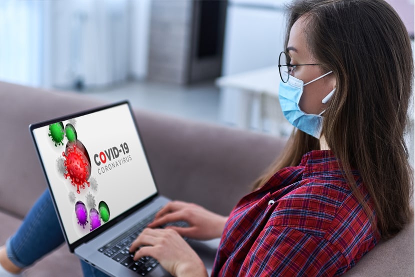 an employee working from home on a laptop