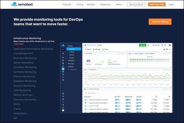 Sematext monitoring tool for servers.