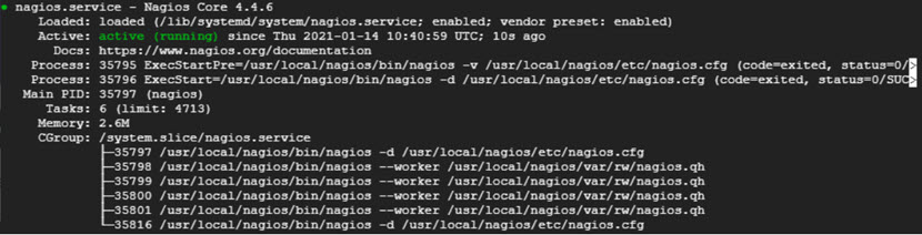 Checking Nagios Core status