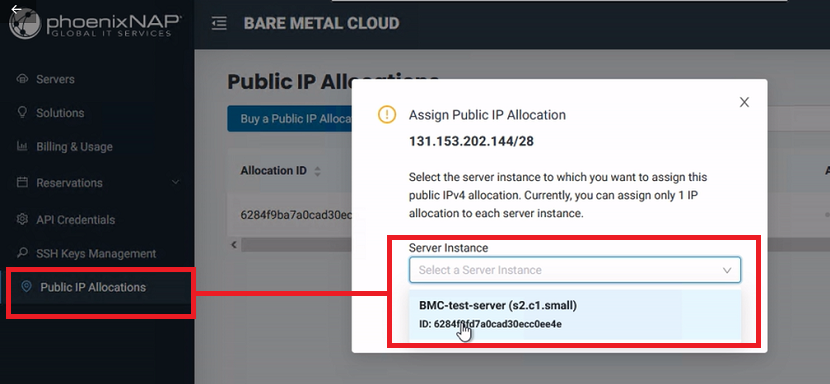 Assigning public IP allocations to public networks.