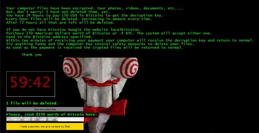Jigsaw ransomware ransom note