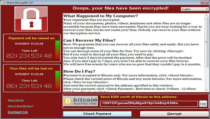 Wannacray ransomware example