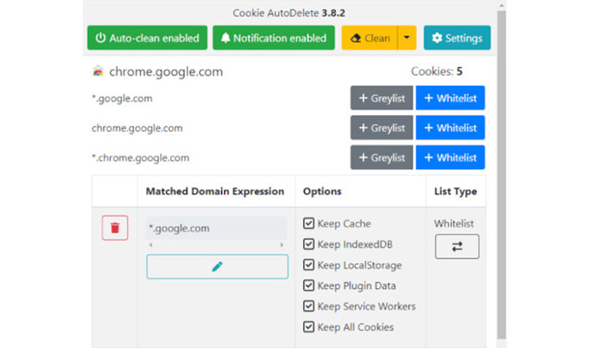 Cookie Autodelete security extension for Chrome.