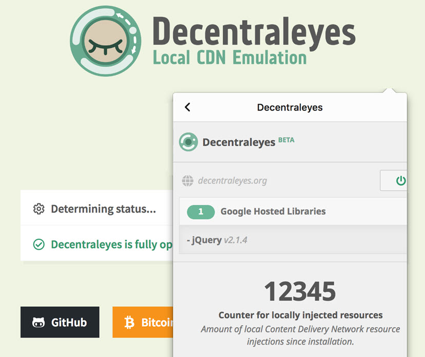 Decentraleyes security extension for Chrome