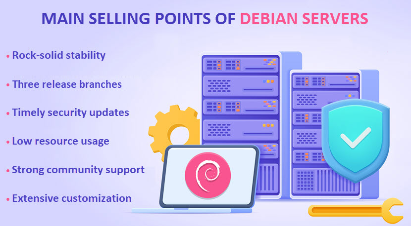 Main selling points of Debian servers