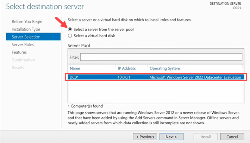 How to install a domain controller (step 3)