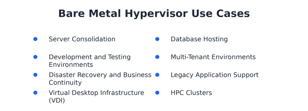 Bare metal hypervisor use cases.