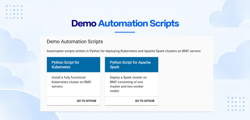 Demo Automation Scripts: the Kubernetes and Apache Spark Python scripts listed on the phoenixNAP developer portal.