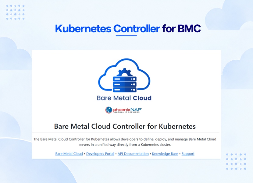 Kubernetes Controller for BMC: the README of the k8s-controller-bmc GitHub repository with the Bare Metal Cloud logo and the controller description.
