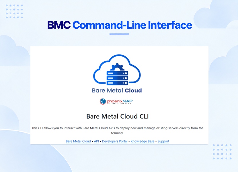 BMC Command-Line Interface (pnapctl): the README of the pnapctl GitHub repository with the Bare Metal Cloud logo and the CLI description.