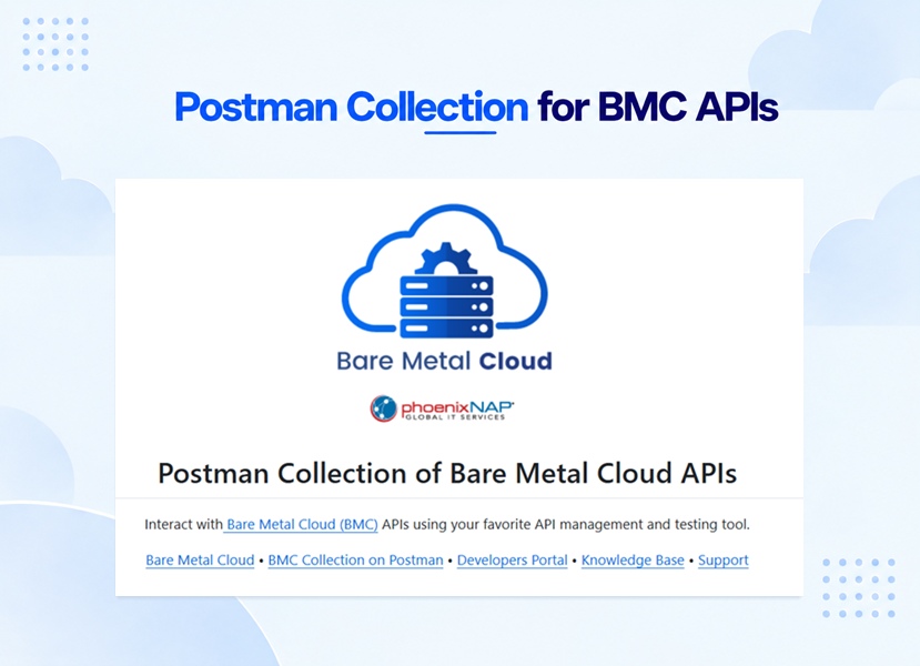 Postman Collection for BMC APIs: the README of the postman-collection-bmc GitHub repository with the Bare Metal Cloud logo and the collection description.
