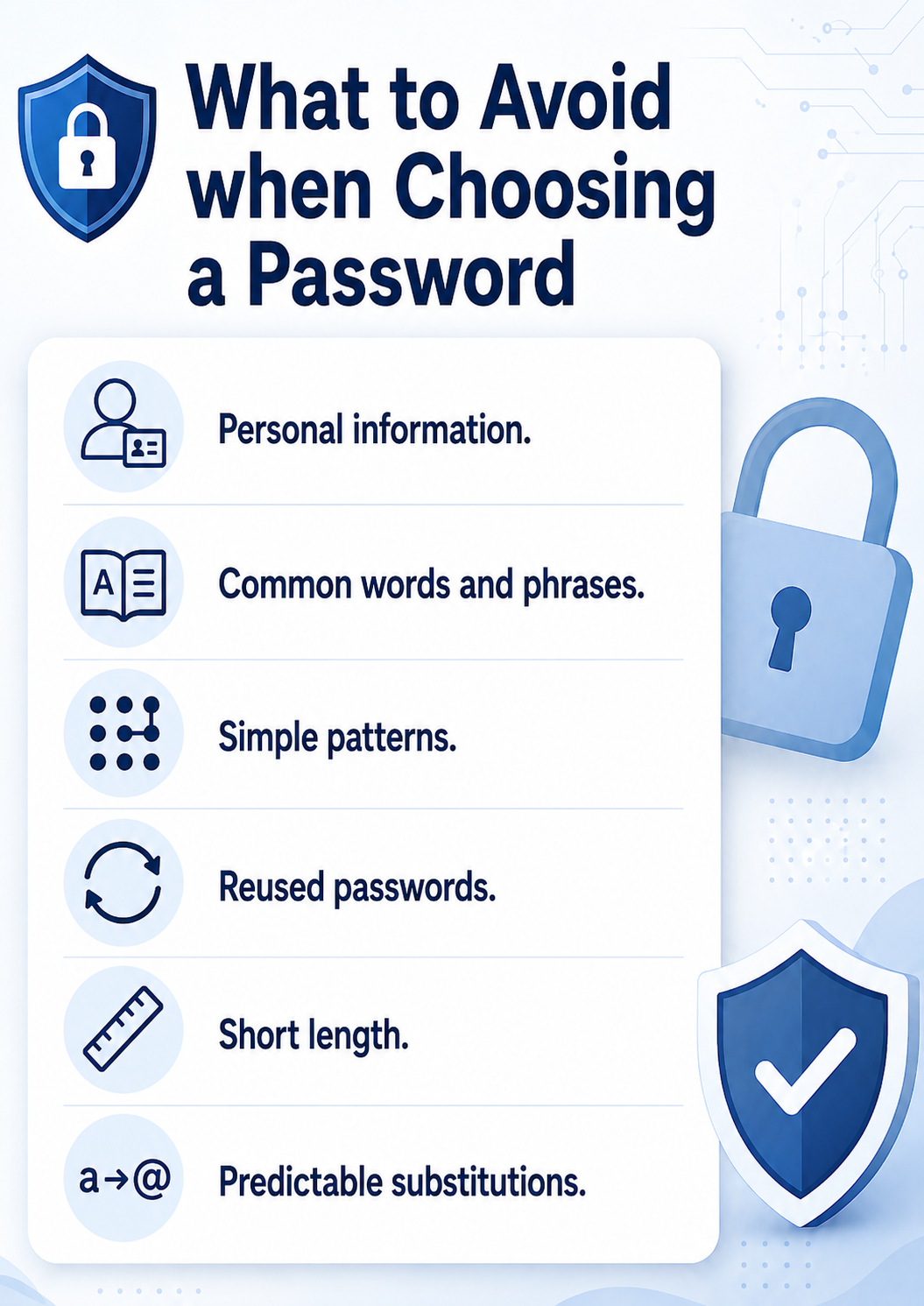 what to avoid when choosing a password
