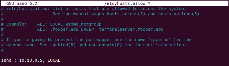 /etc/hosts.allow file contents