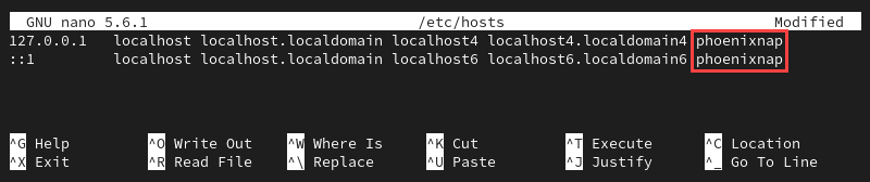 The contents of the hosts file.