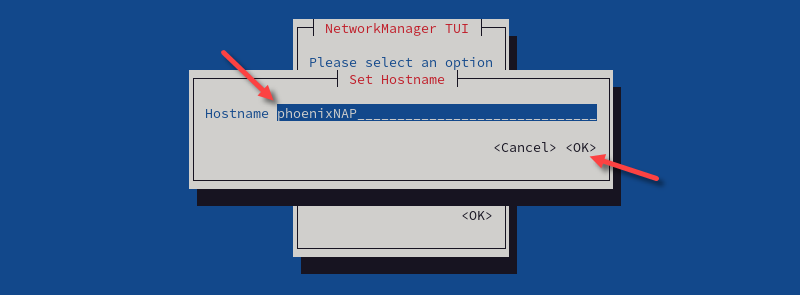 Setting a hostname in nmtui.