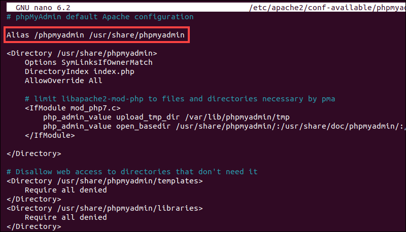 Change phpMyAdmin URL in Apache config.