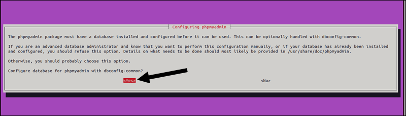 Using the dbconfig-common package to setup phpMyAdmin in Ubuntu.