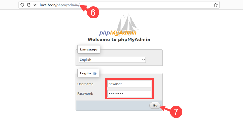 Enter phpMyAdmin URL and type the credentials to log in.