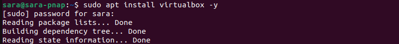 sudo apt install virtualbox terminal output