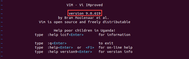 Vim version 9.0.619 output