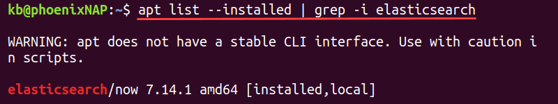 apt list installed grep package terminal output