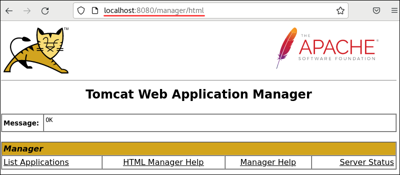 tomcat 9 web application manager page