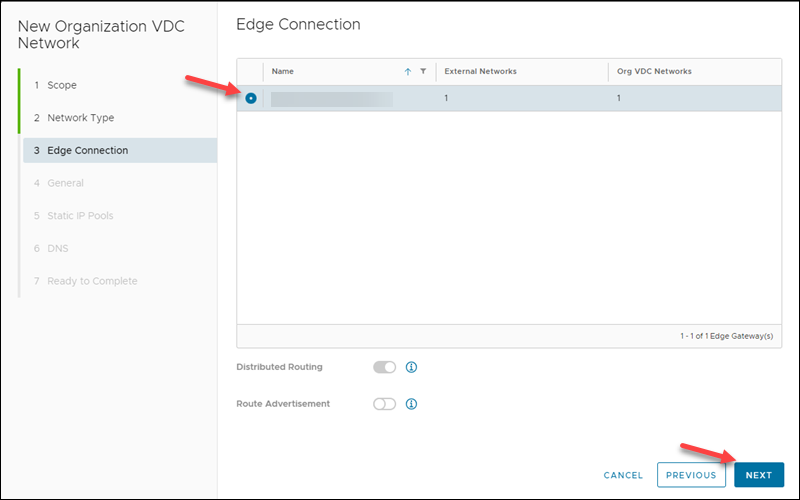 New VDC Network Edge Connection UI