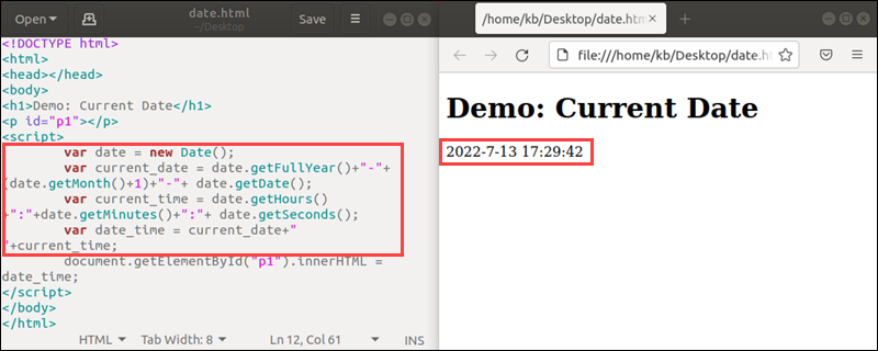 html date time