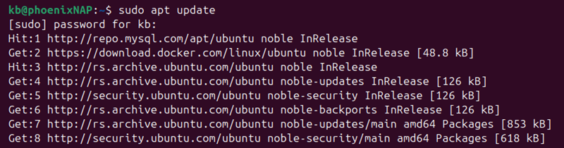 sudo apt update terminal output ubuntu