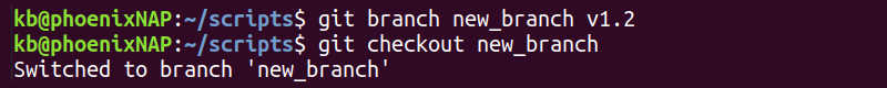 git new branch from tag