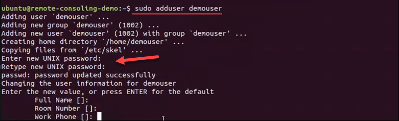 Adding a user in Ubuntu using a terminal