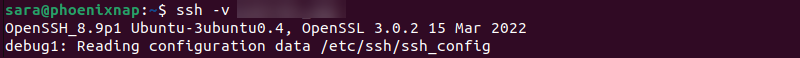 ssh -v [server_ip] terminal output