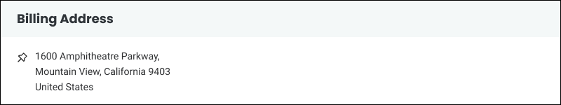 Bare Metal Cloud portal Account Details page Billing Address