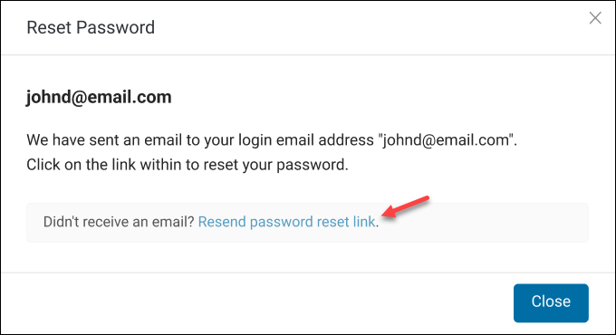 Bare Metal Cloud reset password resend password reset link