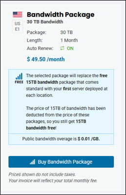 BMC bandwidth package summary