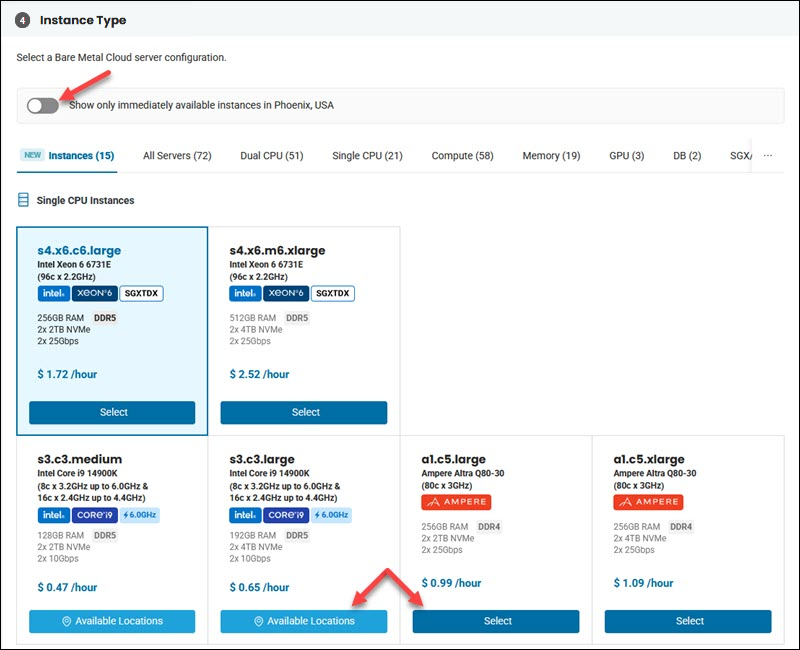 BMC deploy server page type selection