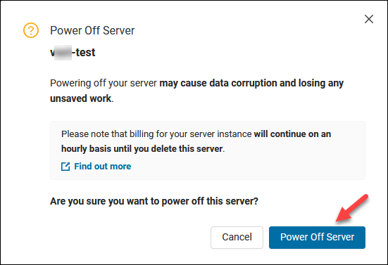 Confirmation message when powering off a BMC server