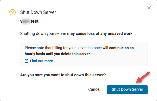 Confirmation message when shutting down a BMC server