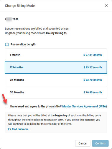 BMC change billing model for a server