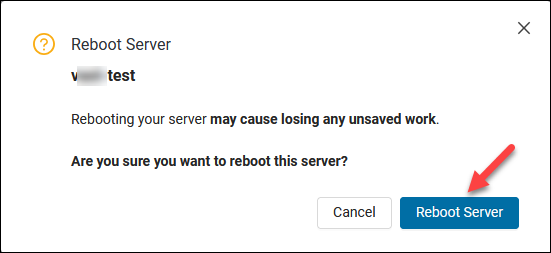 Confirmation message when rebooting a server