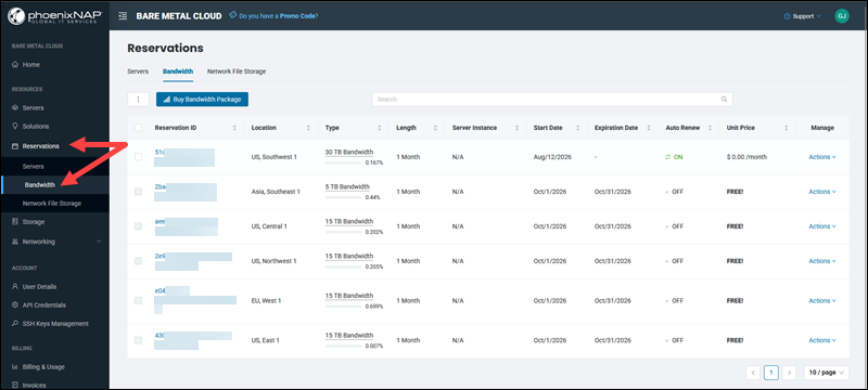 Reservations page.