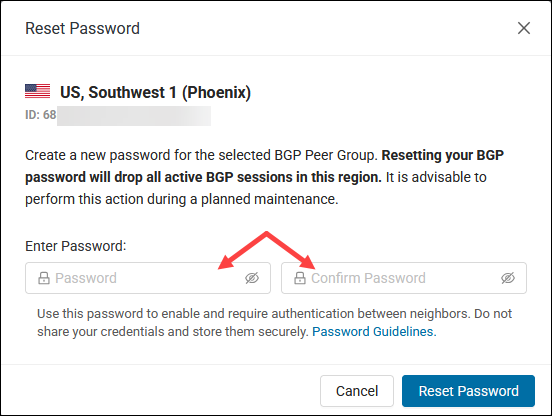 The Reset Password dialog.