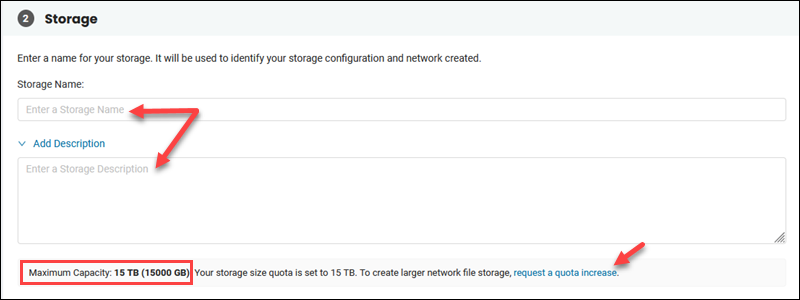 Storage info entry UI