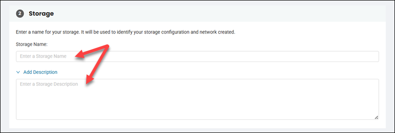 Storage info entry UI