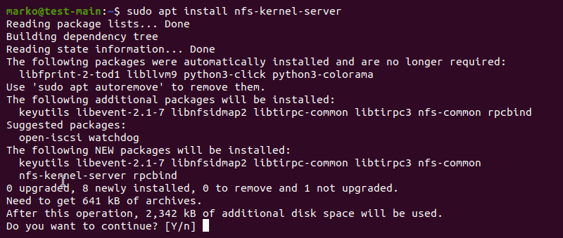 Installing NFS Kernel Server on Ubuntu