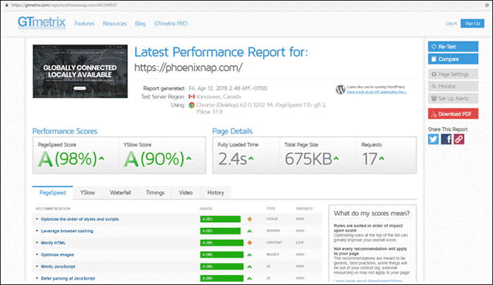 How is The Site Page Load Speed Test on GTmetrix and Google Page