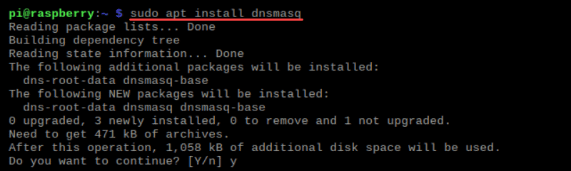 Installation of dnsmasq DNS Software through the terminal
